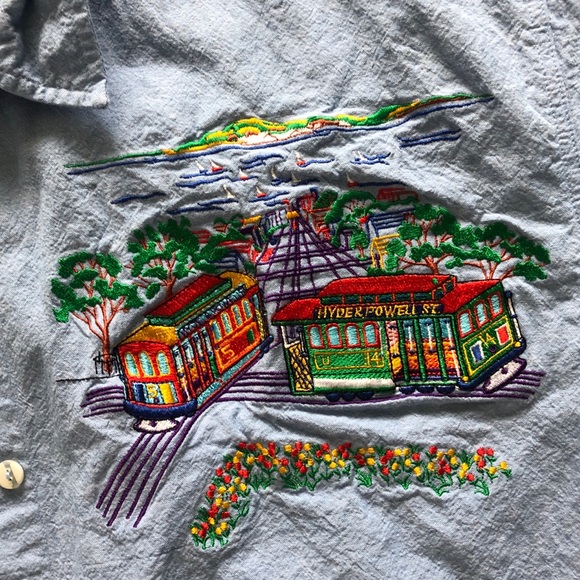 trolley embroidered chambray shirt - Picture 5 of 7